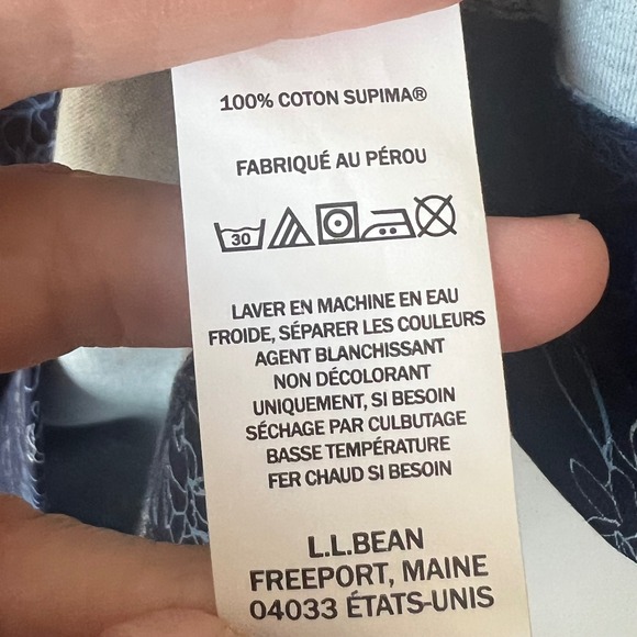 L.L. Bean XL 100% Supima Cotton Floral T-Shirt Blouse Lot of 2 Blue Cottagecore - Picture 11 of 16